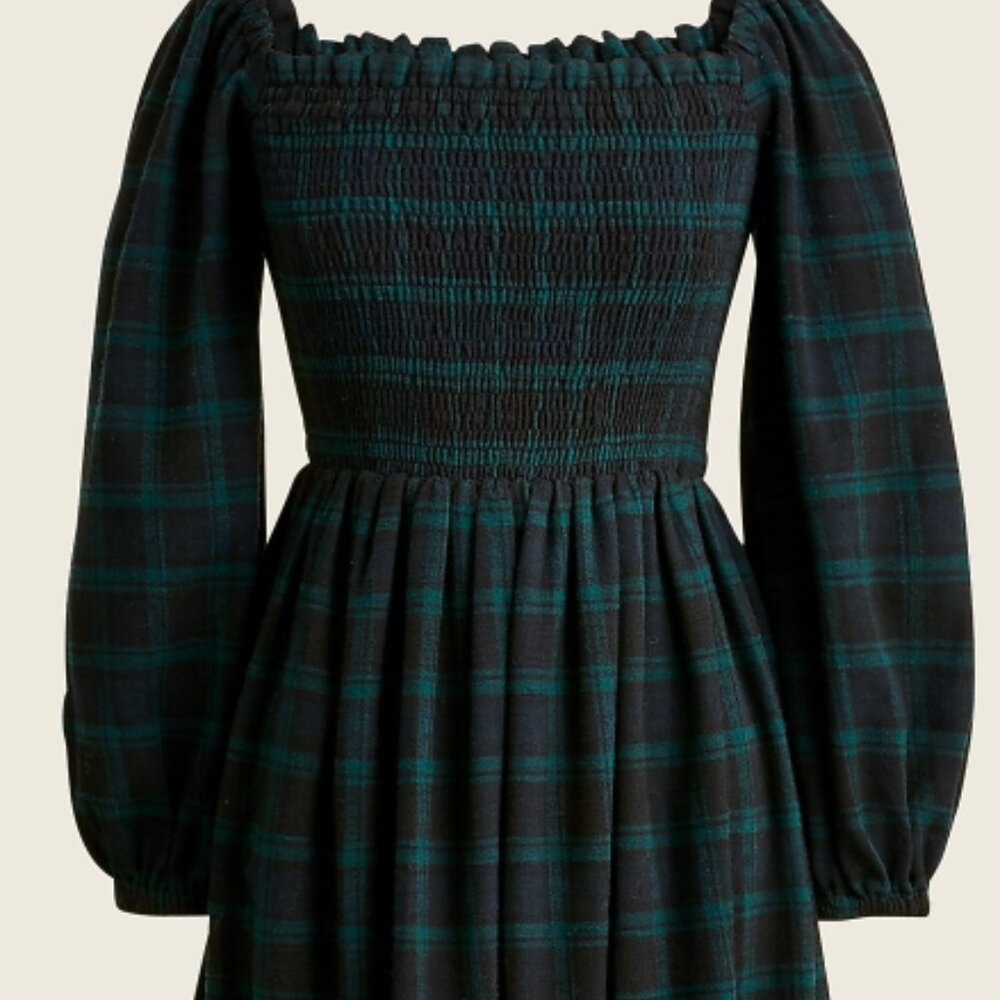 J. Crew Dark Plaid Long Sleeve Dress